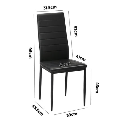 Oikiture 4PCS Dining Chairs High-Back Faux Leather Black-Dining Chair-PEROZ Accessories