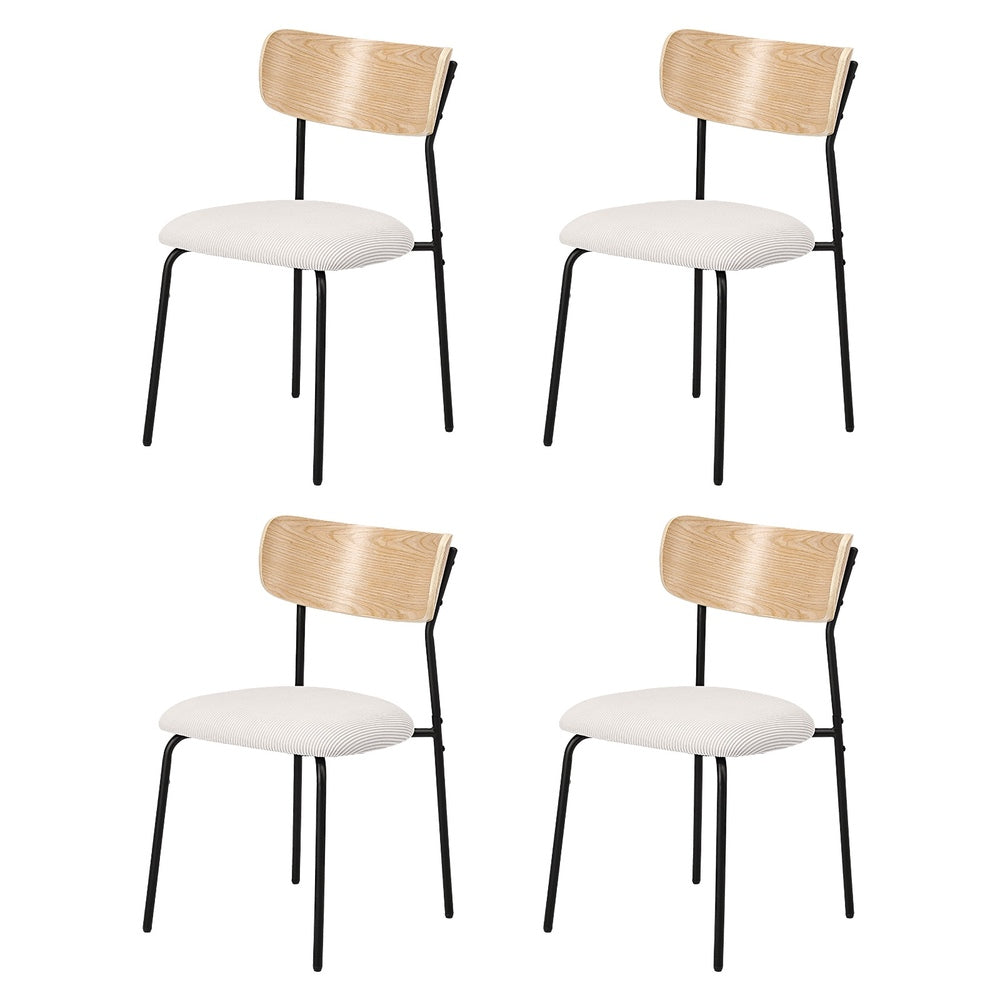 Oikiture 4PCS Dining Chairs Padded Kitchen Chair Corduroy Beige-Dining Chair-PEROZ Accessories