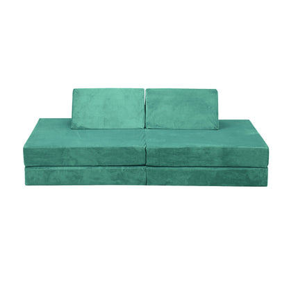 Oikiture 4Pcs Kids Play Couch Modular Lounge Cushion Green-Magic Couch-PEROZ Accessories