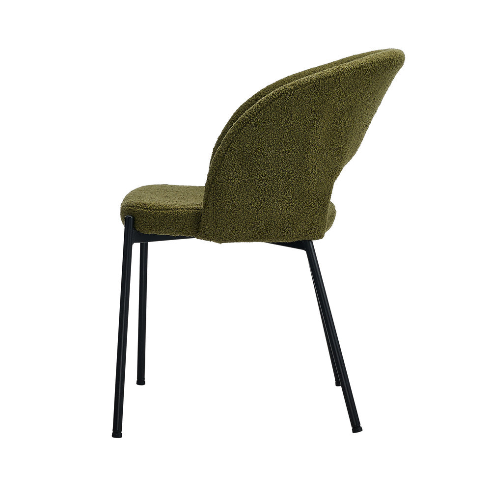 Oikiture 4x Armchair Dining Chair Sherpa Green&amp;Black-Dining Chairs-PEROZ Accessories