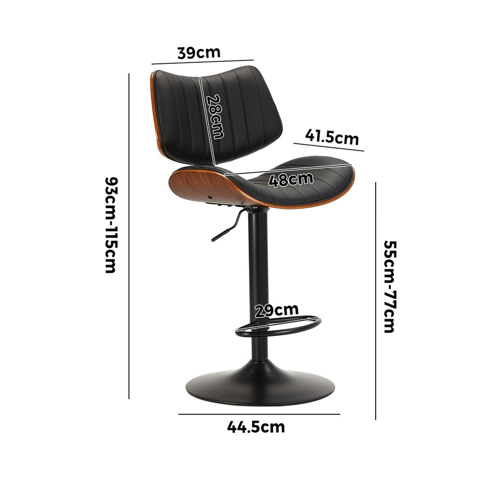Oikiture 4x Bar Stool Kitchen Swivel Chair Wooden Leather Gas Lift-Bar Stool-PEROZ Accessories