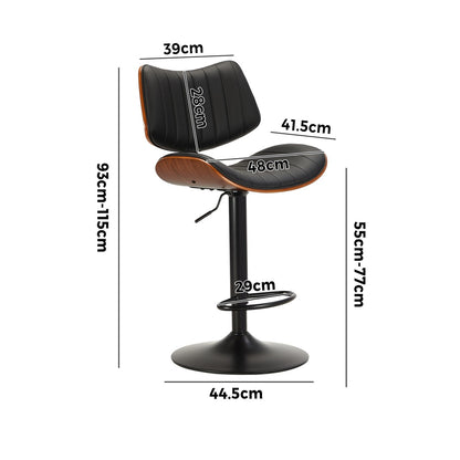 Oikiture 4x Bar Stool Kitchen Swivel Chair Wooden Leather Gas Lift-Bar Stool-PEROZ Accessories