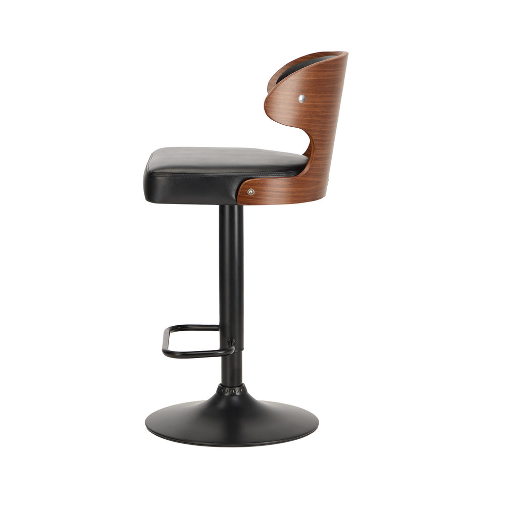 Oikiture 4x Bar Stools Adjustable Height Stool Swivel Leather Black-Bar Stool-PEROZ Accessories