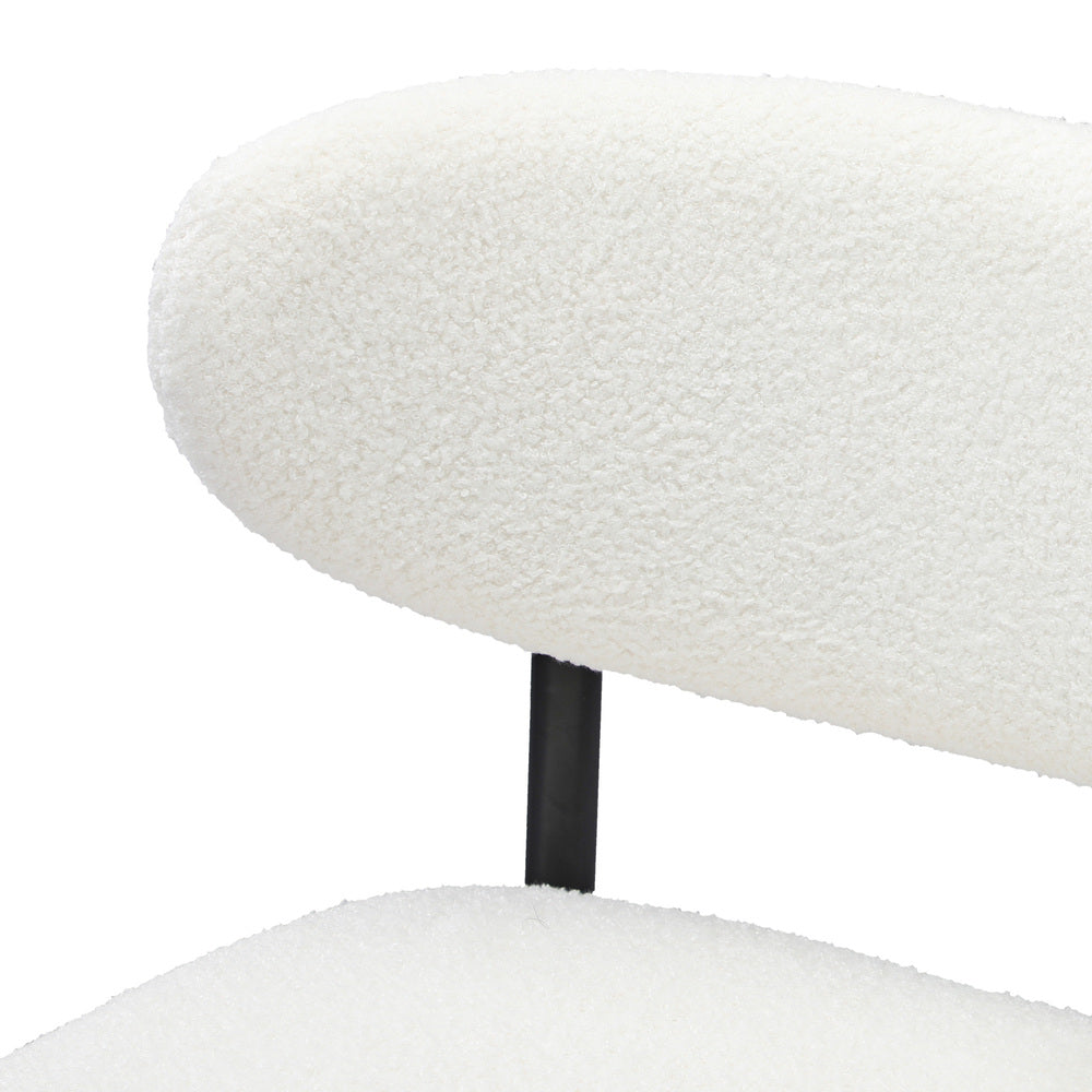 Oikiture 4x Bar Stools Boucle Fabric Black and White-Bar Stool-PEROZ Accessories