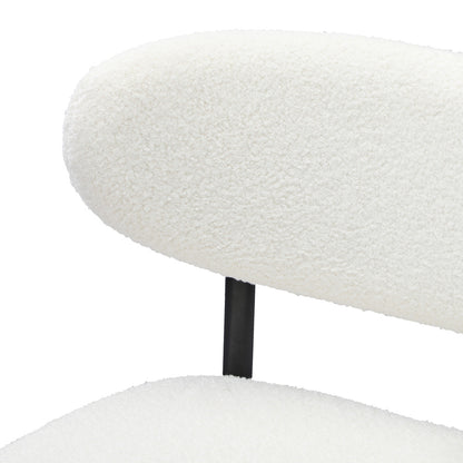 Oikiture 4x Bar Stools Boucle Fabric Black and White-Bar Stool-PEROZ Accessories