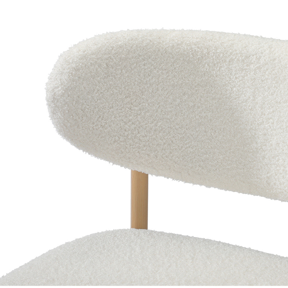 Oikiture 4x Bar Stools Boucle Fabric Natural White-Bar Stool-PEROZ Accessories