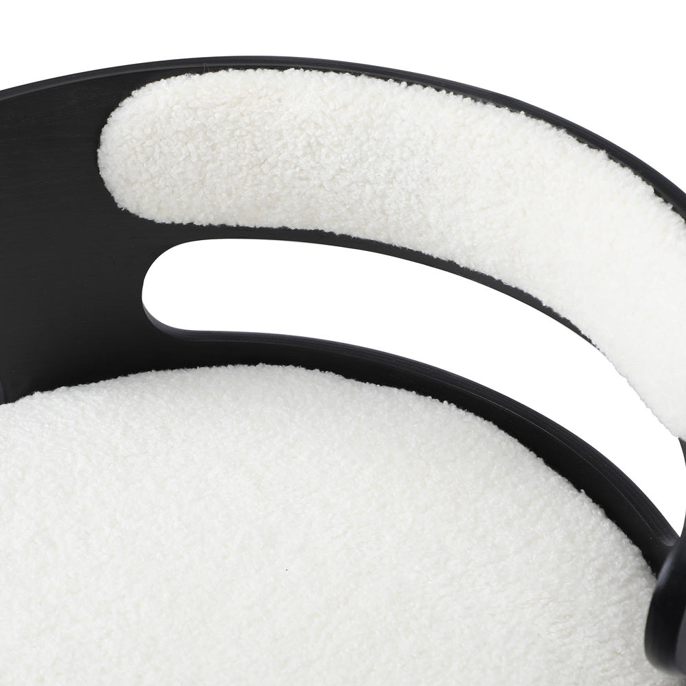 Oikiture 4x Bar Stools Gas Lift Swivel Chairs Wooden Boucle White-Bar Stool-PEROZ Accessories