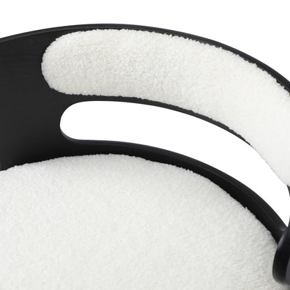 Oikiture 4x Bar Stools Gas Lift Swivel Chairs Wooden Boucle White-Bar Stool-PEROZ Accessories