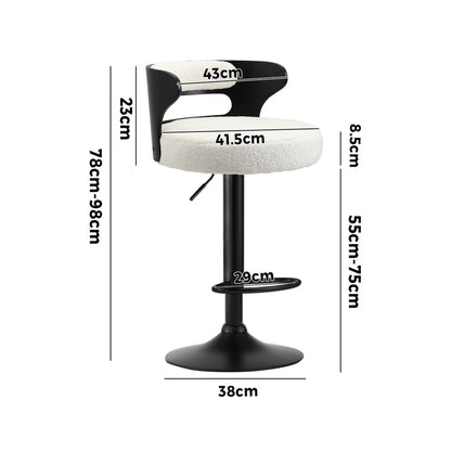 Oikiture 4x Bar Stools Gas Lift Swivel Chairs Wooden Boucle White-Bar Stool-PEROZ Accessories