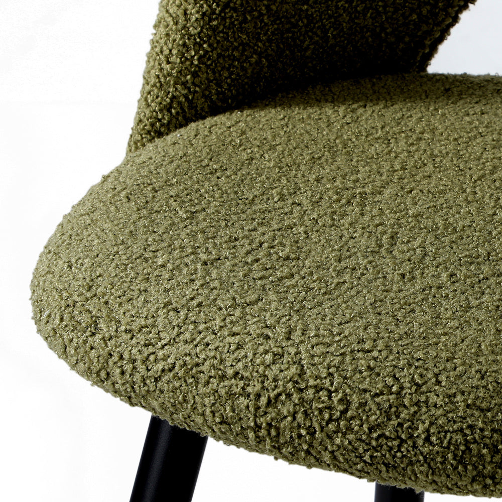 Oikiture 4x Bar Stools Kitchen Counter Stool Boucle Green HORN-Bar Stool-PEROZ Accessories