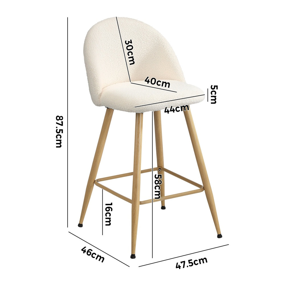 Oikiture 4x Bar Stools Kitchen Counter Stool Boucle Padded Stools-Bar Stool-PEROZ Accessories