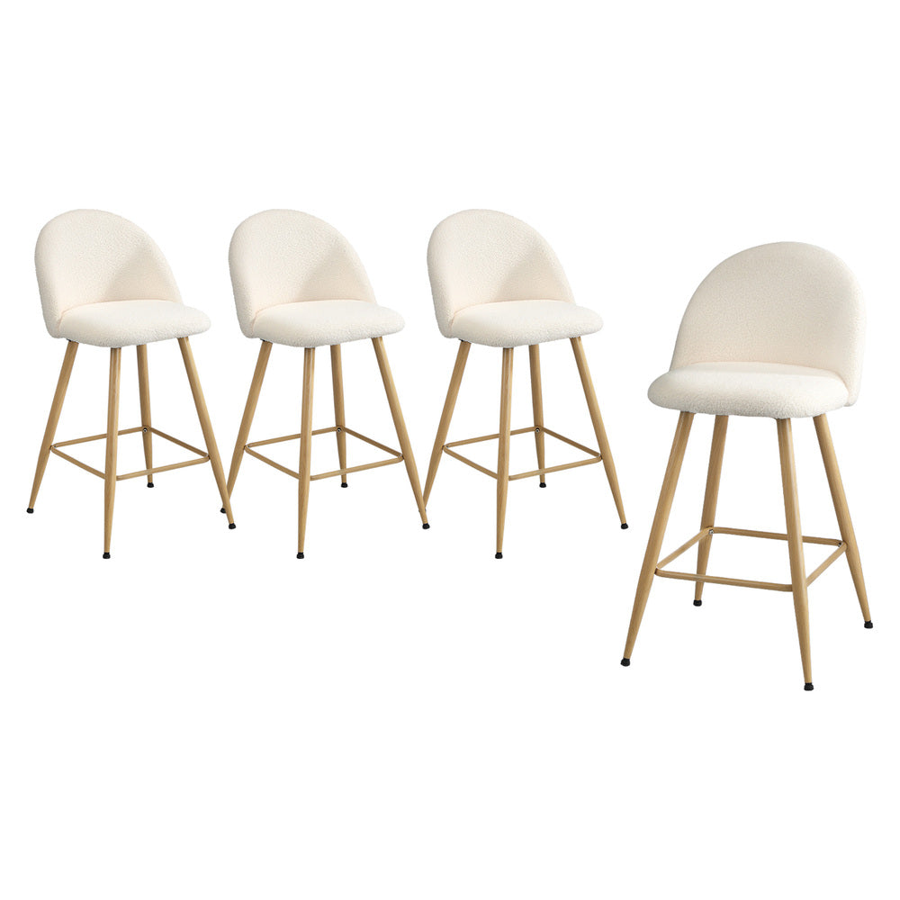 Oikiture 4x Bar Stools Kitchen Counter Stool Boucle Padded Stools-Bar Stool-PEROZ Accessories
