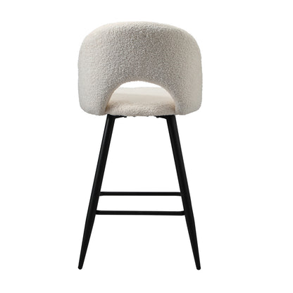 Oikiture 4x Bar Stools Kitchen Counter Stool Boucle White HORN-Bar Stool-PEROZ Accessories