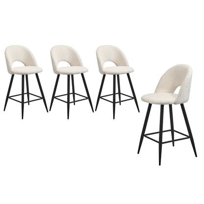 Oikiture 4x Bar Stools Kitchen Counter Stool Boucle White HORN-Bar Stool-PEROZ Accessories