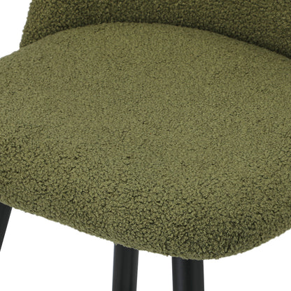 Oikiture 4x Bar Stools Kitchen Counter Stool Green Boucle Padded-Bar Stool-PEROZ Accessories