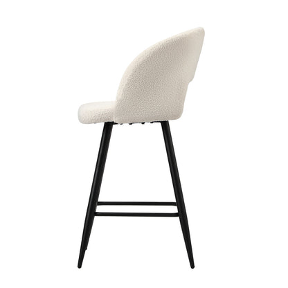 Oikiture 4x Bar Stools Kitchen Dining Chair Boucle White SURA-Bar Stool-PEROZ Accessories
