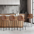 Oikiture 4x Bar Stools Kitchen Dining Chair PU Leather Brown-Bar Stool-PEROZ Accessories