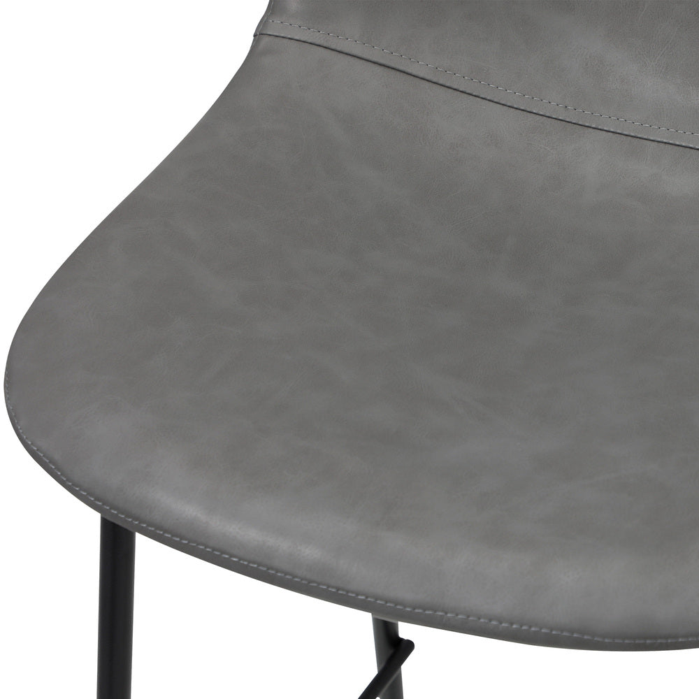 Oikiture 4x Bar Stools Kitchen Dining Chair PU Leather Grey-Bar Stool-PEROZ Accessories