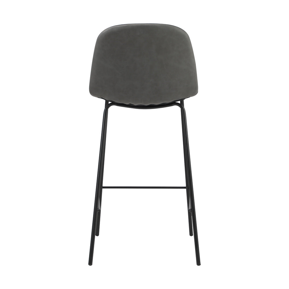 Oikiture 4x Bar Stools Kitchen Dining Chair PU Leather Grey-Bar Stool-PEROZ Accessories