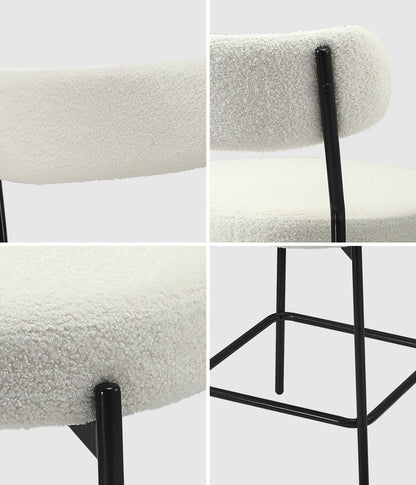 Oikiture 4x Bar Stools Kitchen Dining Stool Boucle Fabric White-Bar Stool-PEROZ Accessories