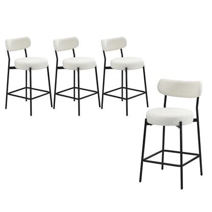 Oikiture 4x Bar Stools Kitchen Dining Stool Boucle Fabric White-Bar Stool-PEROZ Accessories