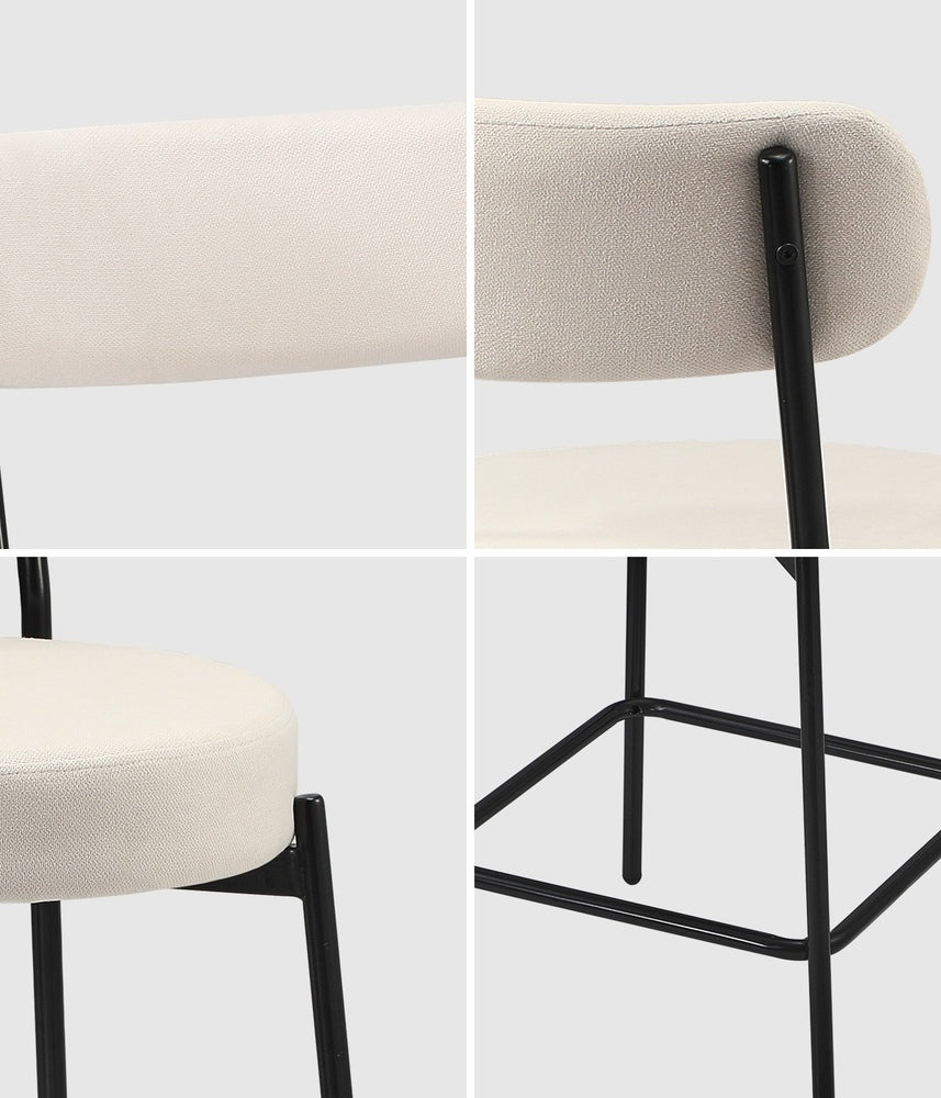 Oikiture 4x Bar Stools Polyester Linen Fabric Beige-Bar Stool-PEROZ Accessories