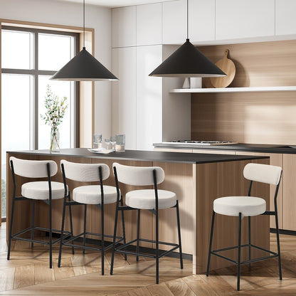 Oikiture 4x Bar Stools Polyester Linen Fabric Beige-Bar Stool-PEROZ Accessories