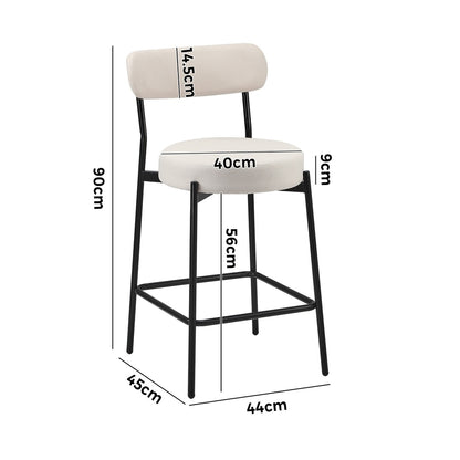 Oikiture 4x Bar Stools Polyester Linen Fabric Beige-Bar Stool-PEROZ Accessories