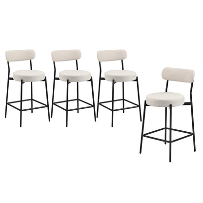 Oikiture 4x Bar Stools Polyester Linen Fabric Beige-Bar Stool-PEROZ Accessories