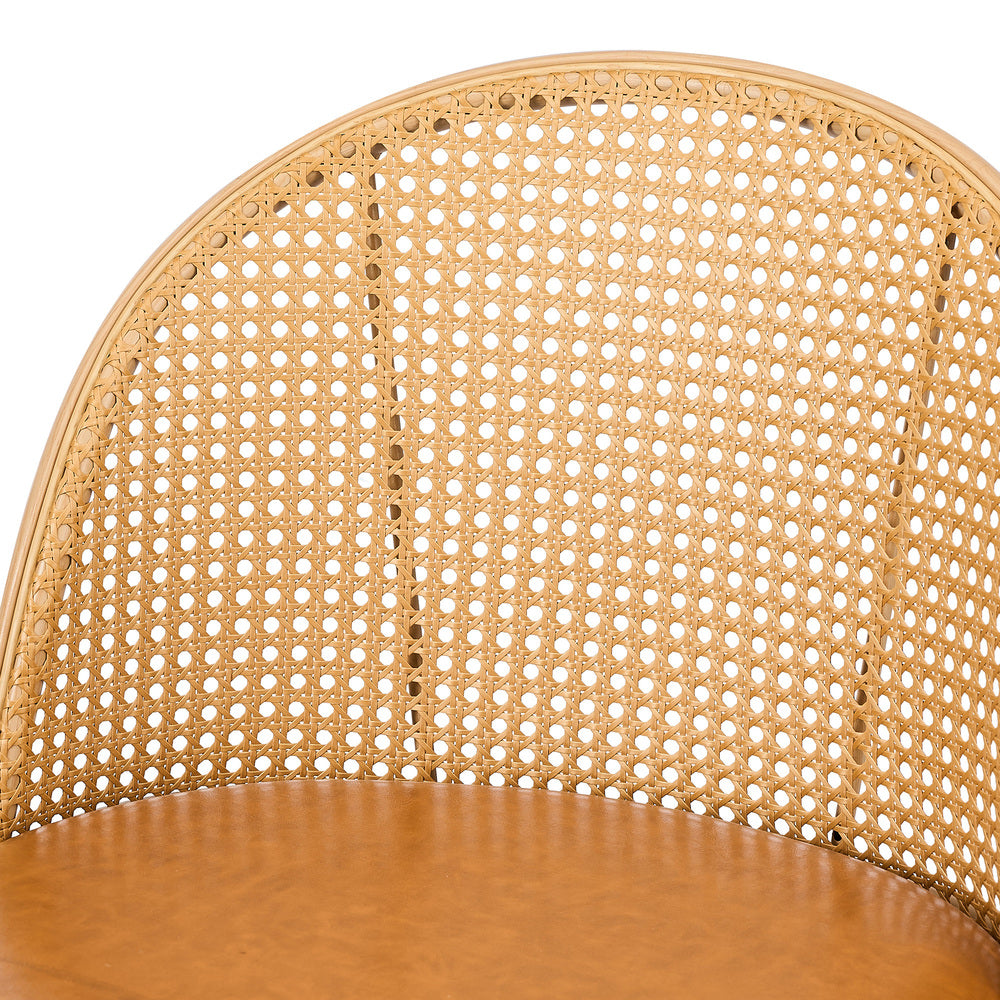 Oikiture 4x Bar Stools Rattan Dining Chair Natural PU Brown-Bar Stool-PEROZ Accessories