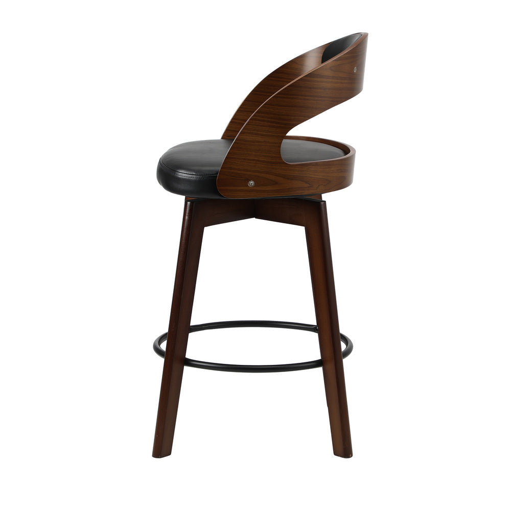 Oikiture 4x Bar Stools Swivel PU Leather Black-Bar Stool-PEROZ Accessories