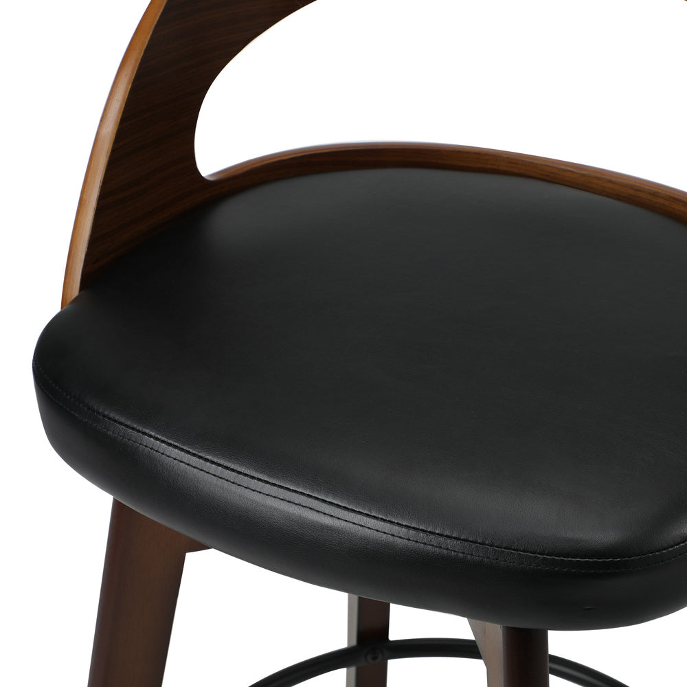 Oikiture 4x Bar Stools Swivel PU Leather Black-Bar Stool-PEROZ Accessories