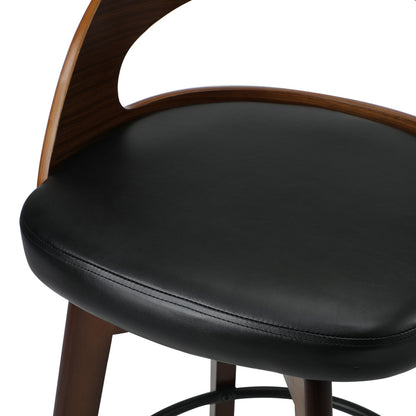 Oikiture 4x Bar Stools Swivel PU Leather Black-Bar Stool-PEROZ Accessories