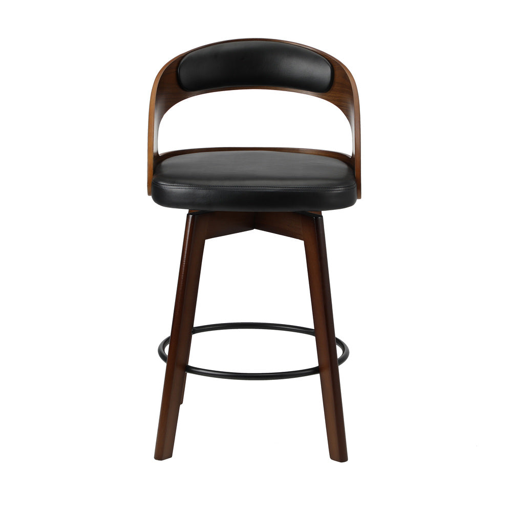 Oikiture 4x Bar Stools Swivel PU Leather Black-Bar Stool-PEROZ Accessories