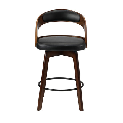 Oikiture 4x Bar Stools Swivel PU Leather Black-Bar Stool-PEROZ Accessories
