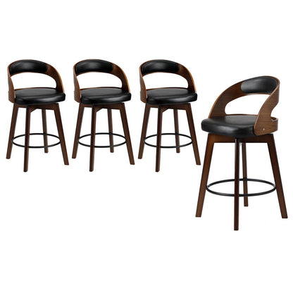 Oikiture 4x Bar Stools Swivel PU Leather Black-Bar Stool-PEROZ Accessories