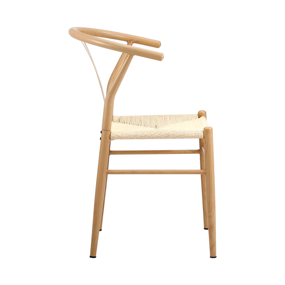 Oikiture 4x Dining Chair Metal Hans Wegner Chairs Wishbone Beige-Dining Chair-PEROZ Accessories