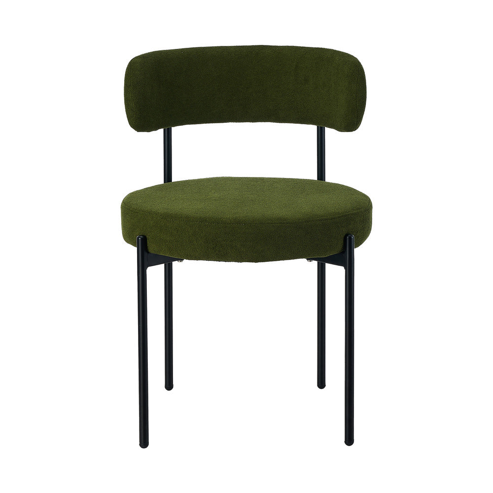 Oikiture 4x Dining Chair Round Boucle Seats Backrest Green-Dining Chair-PEROZ Accessories