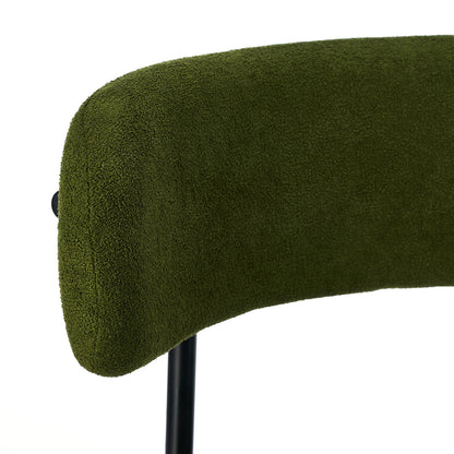 Oikiture 4x Dining Chair Round Boucle Seats Backrest Green-Dining Chair-PEROZ Accessories