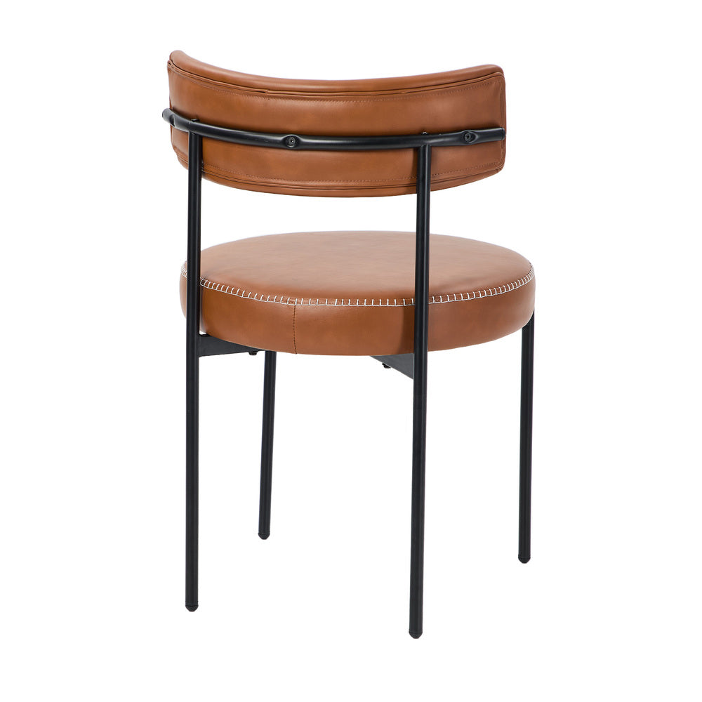 Oikiture 4x Dining Chair Round Leather Black-Dining Chair-PEROZ Accessories