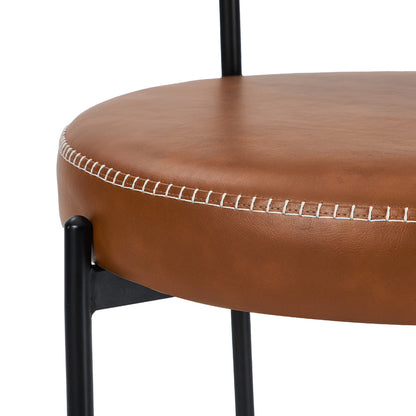Oikiture 4x Dining Chair Round Leather Black-Dining Chair-PEROZ Accessories