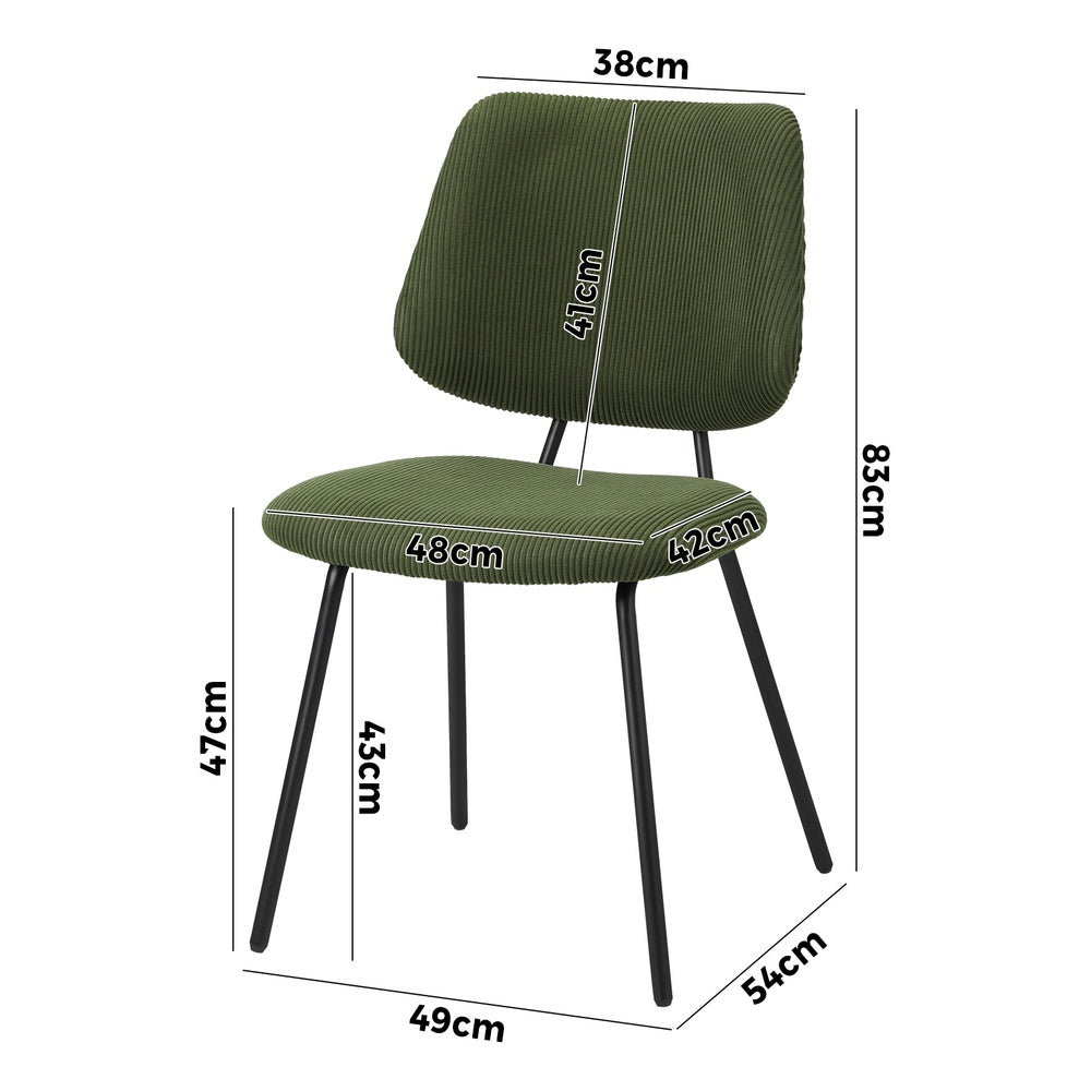 Oikiture 4x Dining Chair Vintage Retro Polyester Padded Green-Dining Chair-PEROZ Accessories