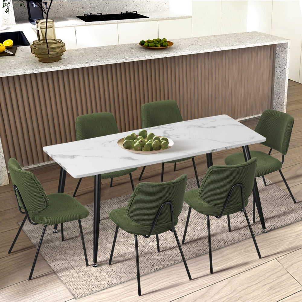 Oikiture 4x Dining Chair Vintage Retro Polyester Padded Green-Dining Chair-PEROZ Accessories
