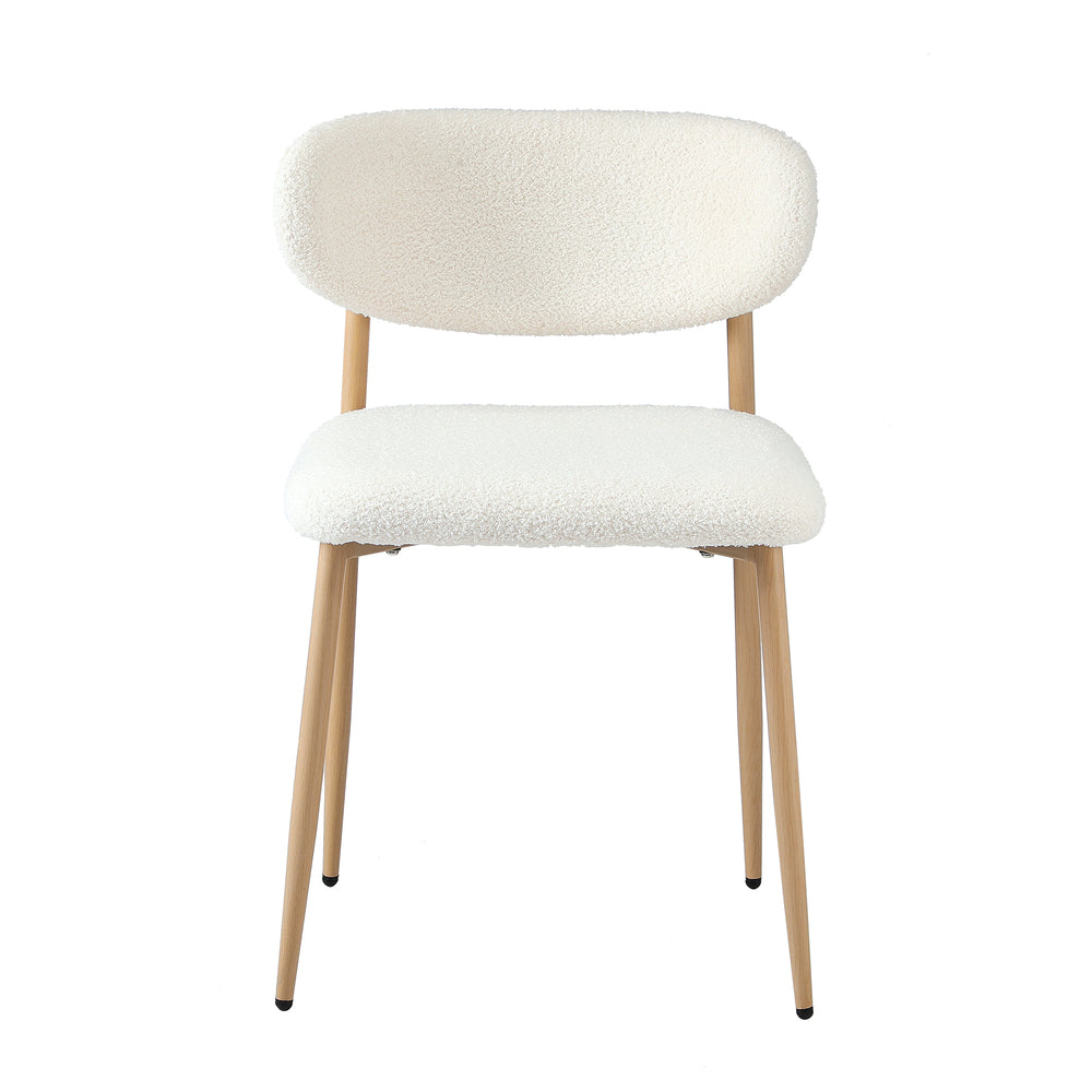 Oikiture 4x Dining Chairs Boucle Fabric Wood &amp; White-Dining Chair-PEROZ Accessories