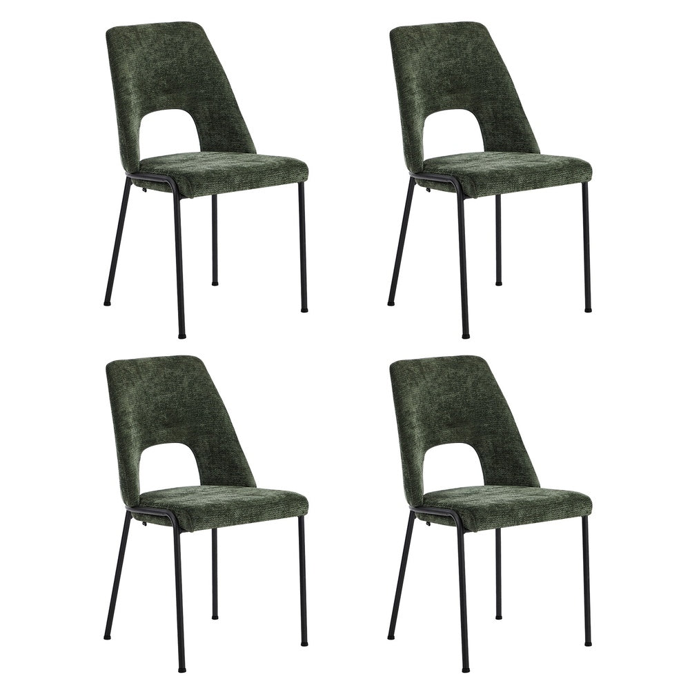 Oikiture 4x Dining Chairs Chenille Fabric Kitchen Side Chair Green-Dining Chair-PEROZ Accessories