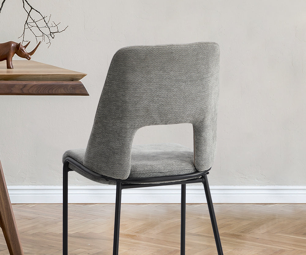 Oikiture 4x Dining Chairs Chenille Fabric Kitchen Side Chair Grey-Dining Chair-PEROZ Accessories