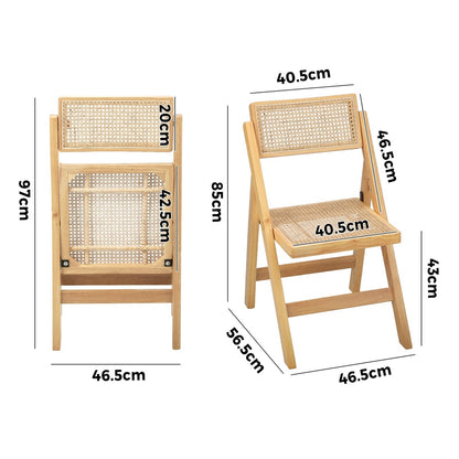Oikiture 4x Dining Chairs Folding Rattan Chair Wooden-Dining Chair-PEROZ Accessories