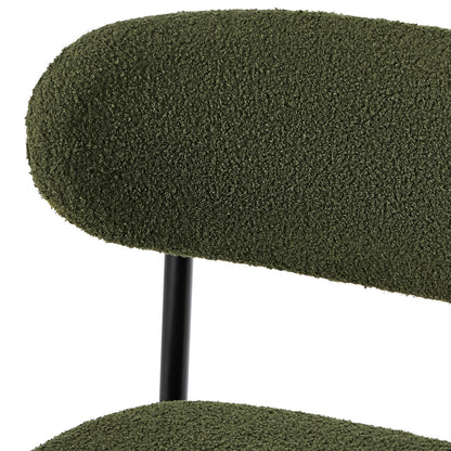 Oikiture 4x Dining Chairs Kitchen Chair Cafe Chair Boucle Black&amp;Green-Dining Chair-PEROZ Accessories