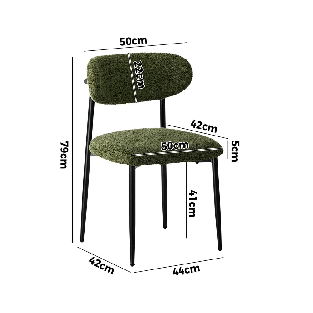 Oikiture 4x Dining Chairs Kitchen Chair Cafe Chair Boucle Black&amp;Green-Dining Chair-PEROZ Accessories