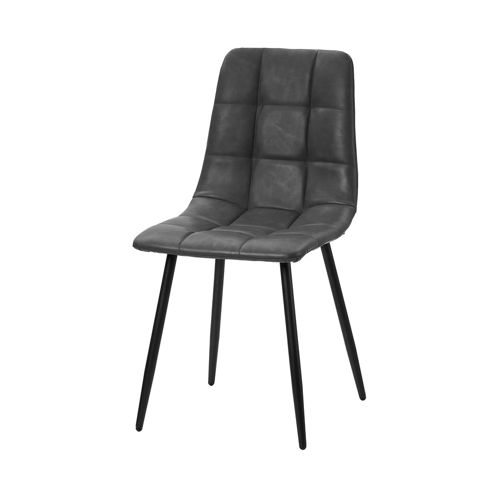 Oikiture 4x Dining Chairs PU Leather Padded Seat Retro Grey-Dining Chair-PEROZ Accessories
